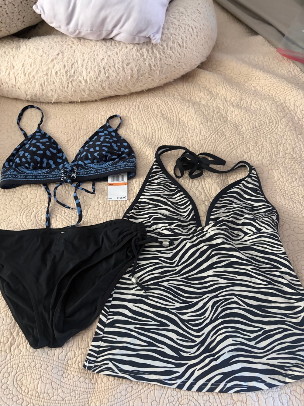 Michael Kors Black and Blue Patterned Swimwear bundle